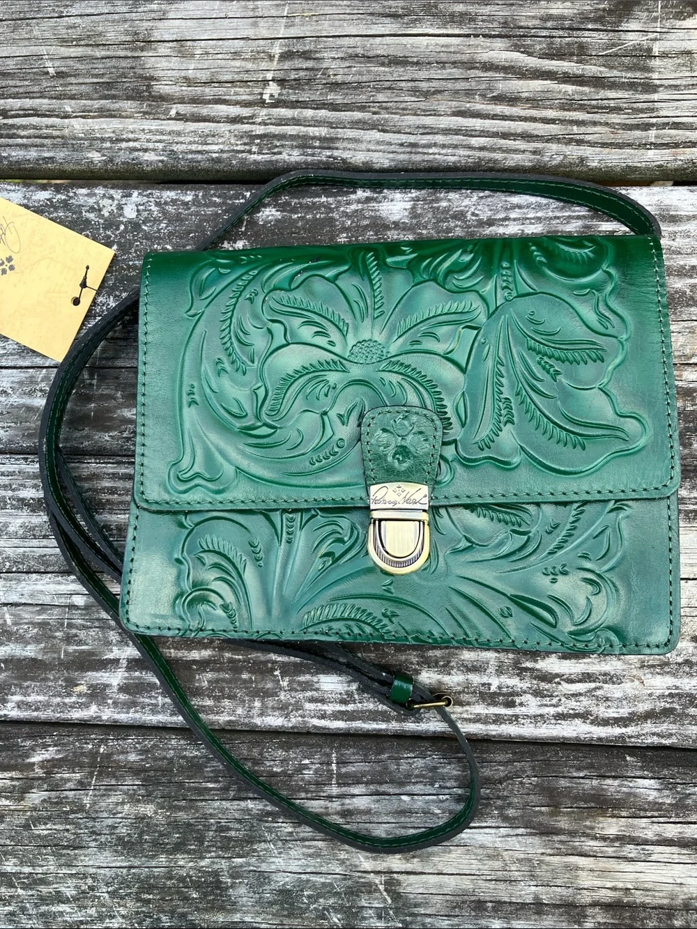 Patricia Nash Laurentina Green Tooled Leather Purse NWT